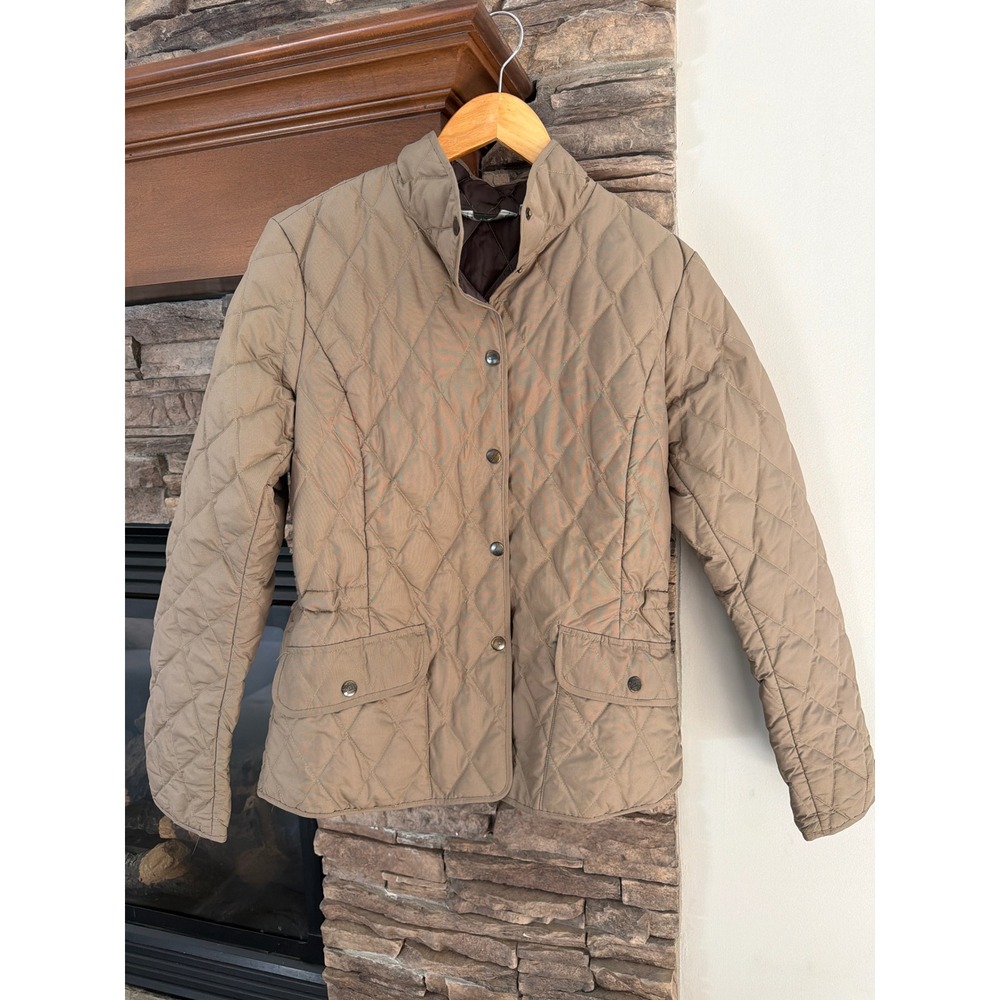 Eddie Bauer EB550 Goose Down Quilted Jacket Women's Medium Tall Tan Equestrian
